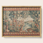 Antique 18th Century French Verdure Flower Garden Tapestry Serving Tray Gallery Image 1