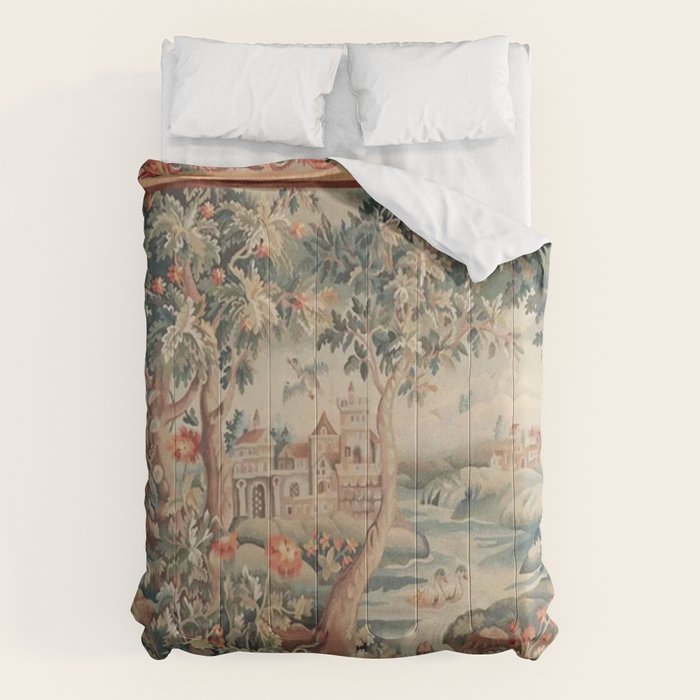Antique 18th Century French Verdure Flower Garden Tapestry Comforter Gallery Image 1