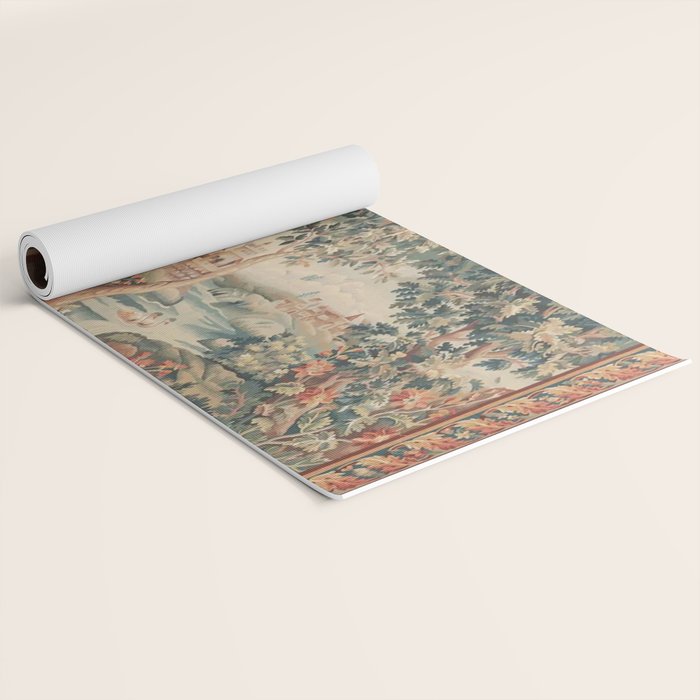 Antique 18th Century French Verdure Flower Garden Tapestry Yoga Mat Gallery Image 2
