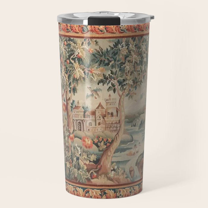 Antique 18th Century French Verdure Flower Garden Tapestry Travel Mug Gallery Image 1