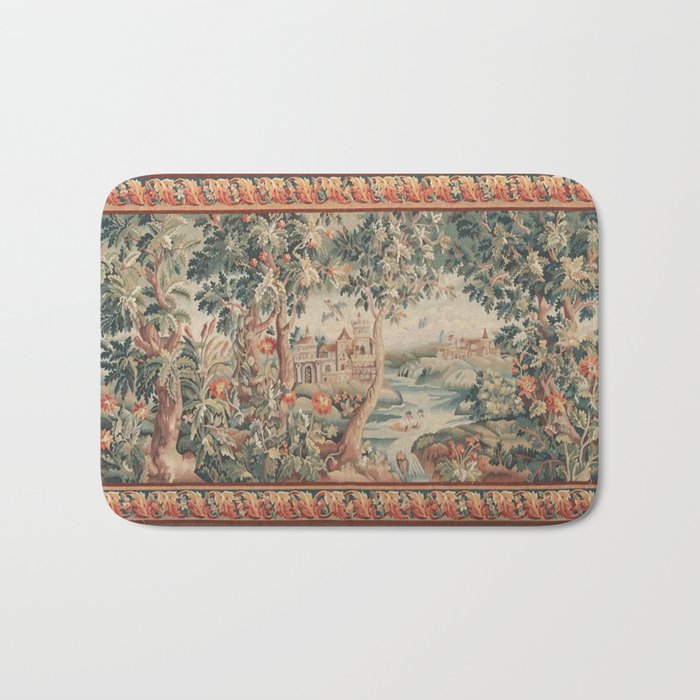 Antique 18th Century French Verdure Flower Garden Tapestry Bath Mat Gallery Image 1