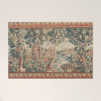 Antique 18th Century French Verdure Flower Garden Tapestry Welcome Mat Gallery Image 1