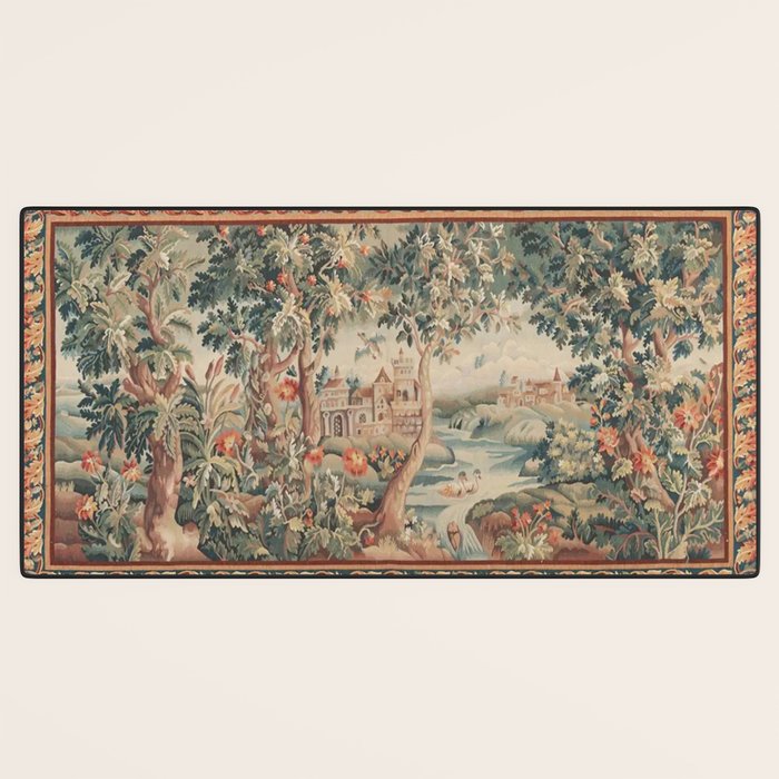Antique 18th Century French Verdure Flower Garden Tapestry Desk Mat Gallery Image 3