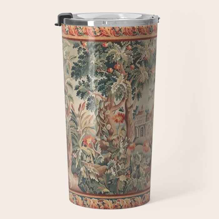 Antique 18th Century French Verdure Flower Garden Tapestry Travel Mug Gallery Image 3