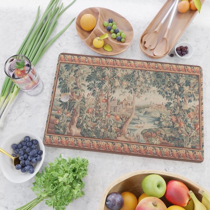 Antique 18th Century French Verdure Flower Garden Tapestry Cutting Board Gallery Image 2