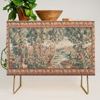 Antique 18th Century French Verdure Flower Garden Tapestry Credenza Gallery Image 1