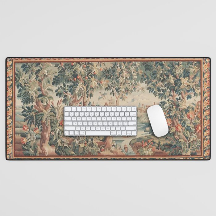Antique 18th Century French Verdure Flower Garden Tapestry Desk Mat Gallery Image 1