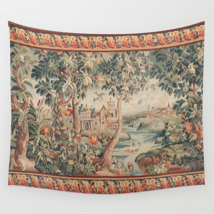 Antique 18th Century French Verdure Flower Garden Tapestry Wall Tapestry Gallery Image 4