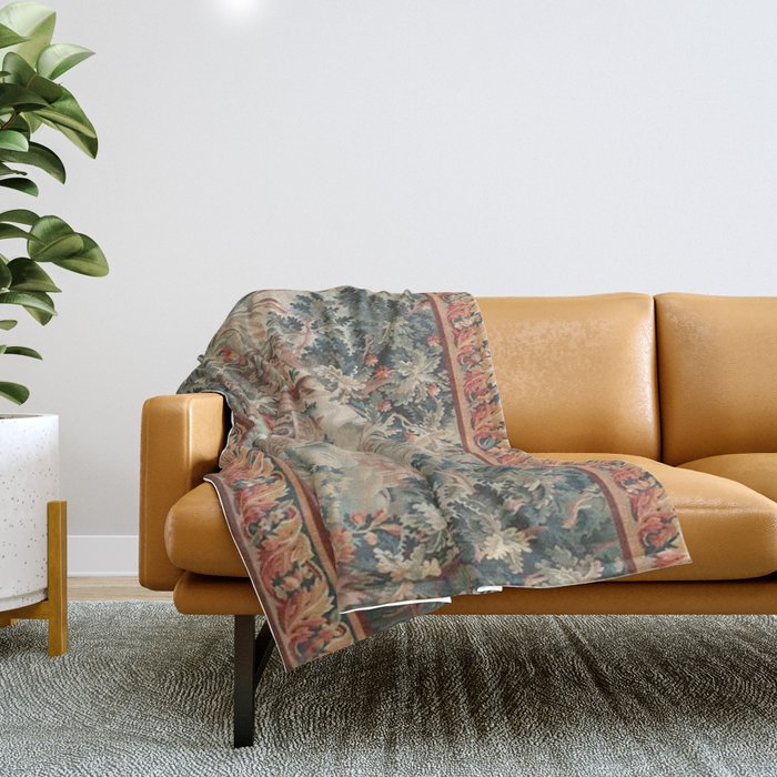 Antique 18th Century French Verdure Flower Garden Tapestry Throw Blanket Gallery Image 1