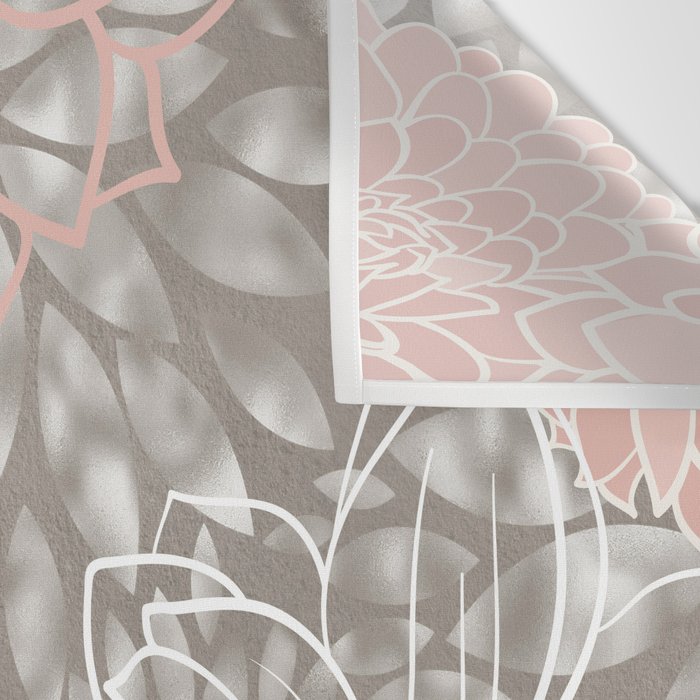 Floral Dahlias, Blush Pink, Gray, White Wall Tapestry Gallery Image 3