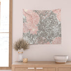 Floral Dahlias, Blush Pink, Gray, White Wall Tapestry Gallery Image 2