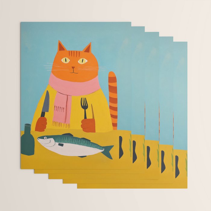 Hungry Cats Fish Feast Wrapping Paper Gallery Image 3