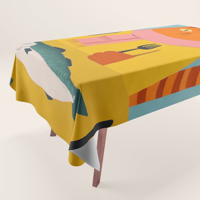 Hungry Cats Fish Feast Tablecloth Gallery Image 1