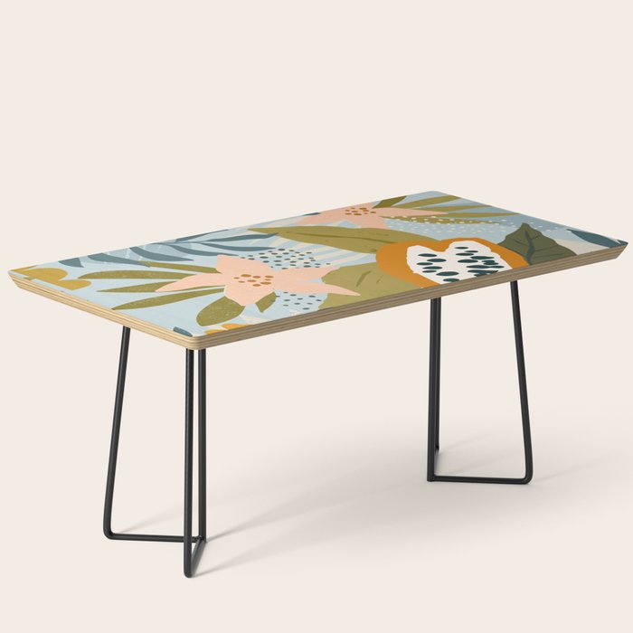 Modern exotic jungle cocoa beans, flowers and plants illustration Coffee Table Gallery Image 1