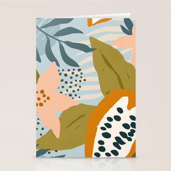 Modern exotic jungle cocoa beans, flowers and plants illustration Stationery Card Gallery Image 2