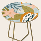 Modern exotic jungle cocoa beans, flowers and plants illustration Side Table Gallery Image 2