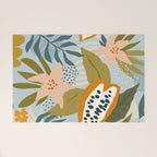 Modern exotic jungle cocoa beans, flowers and plants illustration Welcome Mat Gallery Image 1