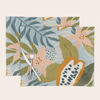 Modern exotic jungle cocoa beans, flowers and plants illustration Placemat Gallery Image 1