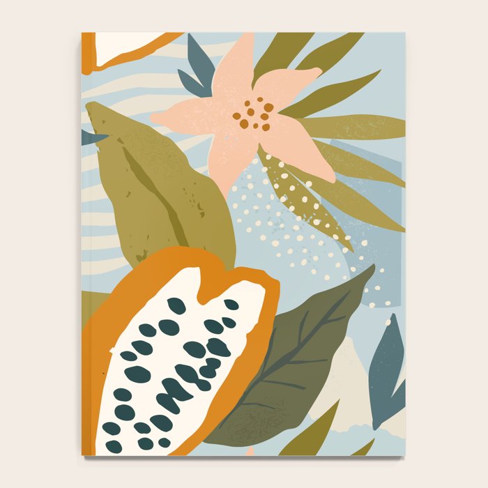 Modern exotic jungle cocoa beans, flowers and plants illustration Notebook Gallery Image 4