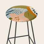 Modern exotic jungle cocoa beans, flowers and plants illustration Stool Gallery Image 2