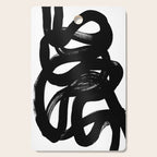 Swirl Black & White Minimalist Abstract Mid century Ink Art Dark Brush Strokes Cutting Board Gallery Image 1