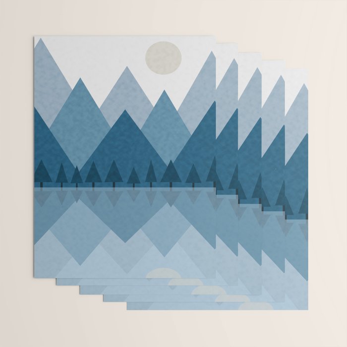 Calming Abstract Geometric Mountains Blue Wrapping Paper Gallery Image 3