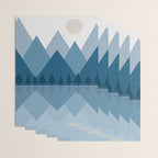 Calming Abstract Geometric Mountains Blue Wrapping Paper Gallery Image 3