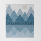 Calming Abstract Geometric Mountains Blue Throw Blanket Gallery Image 2