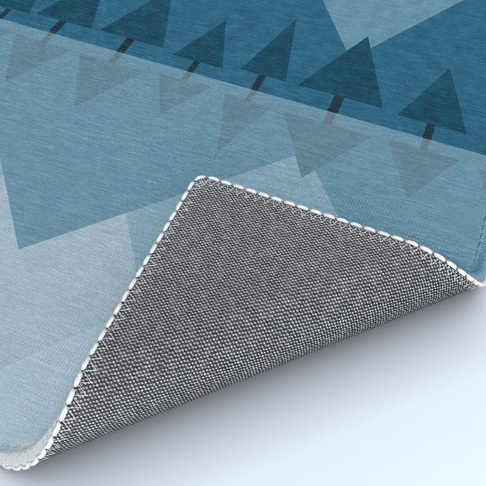 Calming Abstract Geometric Mountains Blue Rug Gallery Image 4