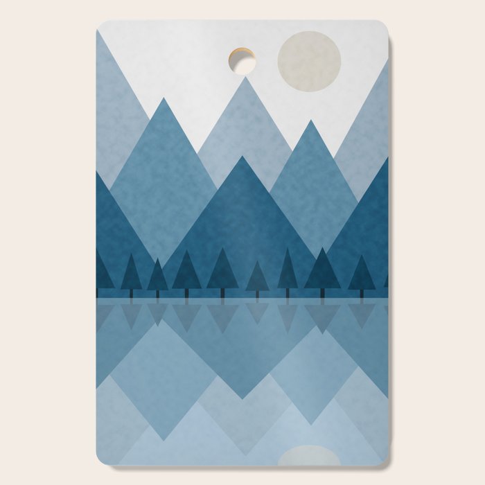 Calming Abstract Geometric Mountains Blue Cutting Board Gallery Image 1