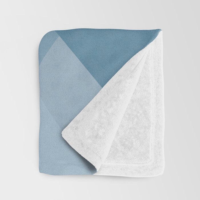 Calming Abstract Geometric Mountains Blue Throw Blanket Gallery Image 3