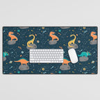 Dinosaurs Floating on an Asteroid Desk Mat Gallery Image 1