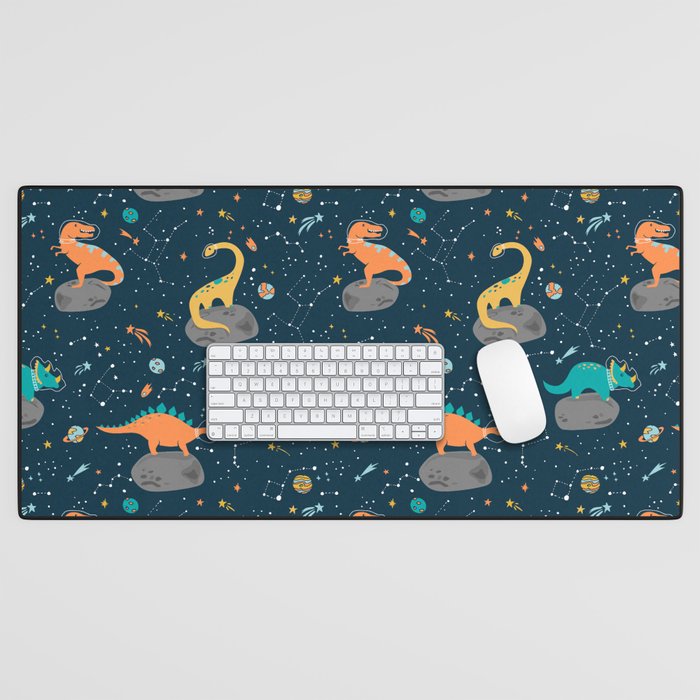 Dinosaurs Floating on an Asteroid Desk Mat Gallery Image 1