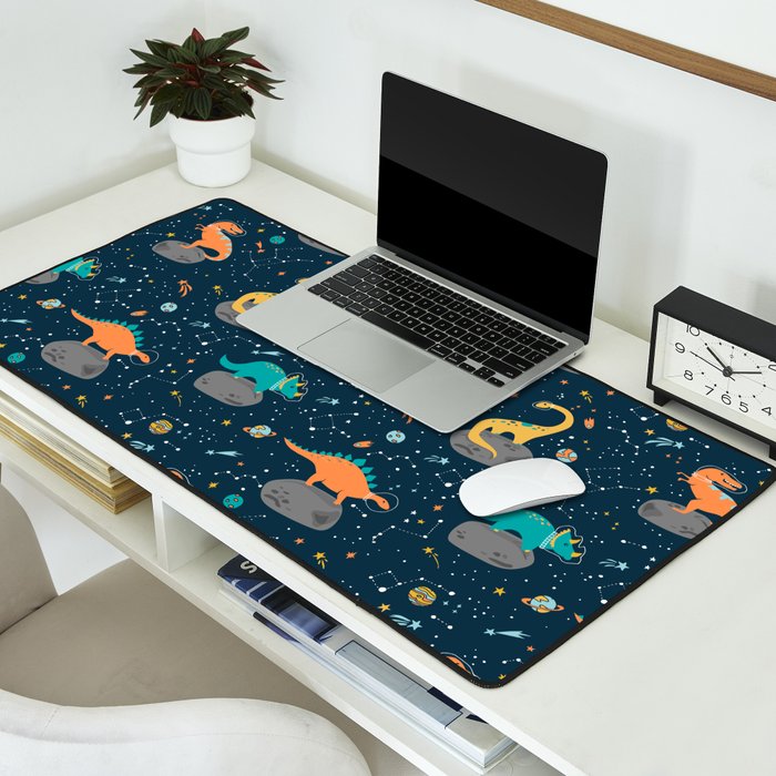 Dinosaurs Floating on an Asteroid Desk Mat Gallery Image 2
