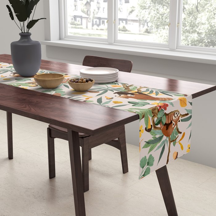 RED PANDAS IN WILD NATURE 10 Table Runner Gallery Image 2