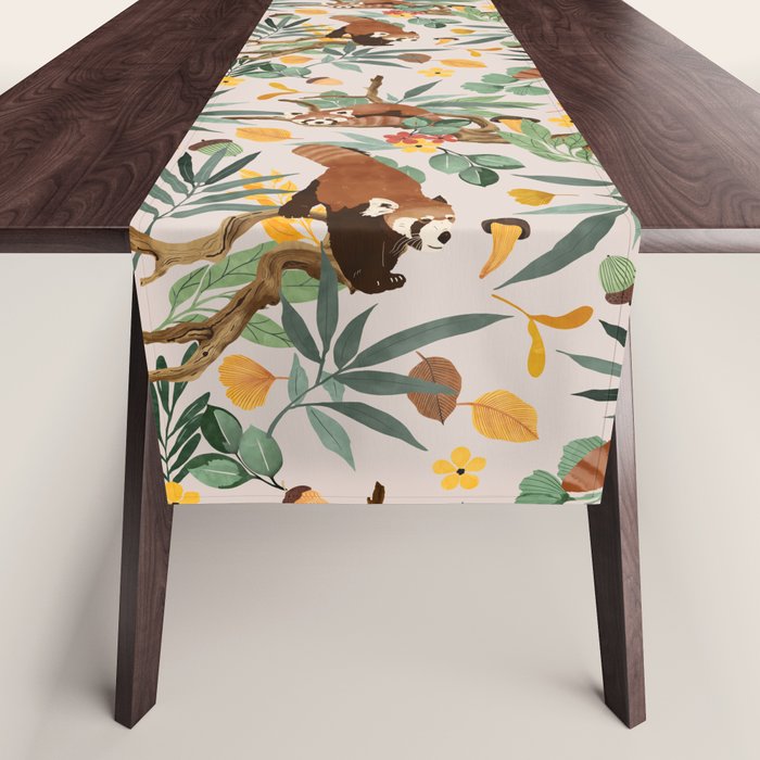 RED PANDAS IN WILD NATURE 10 Table Runner Gallery Image 1