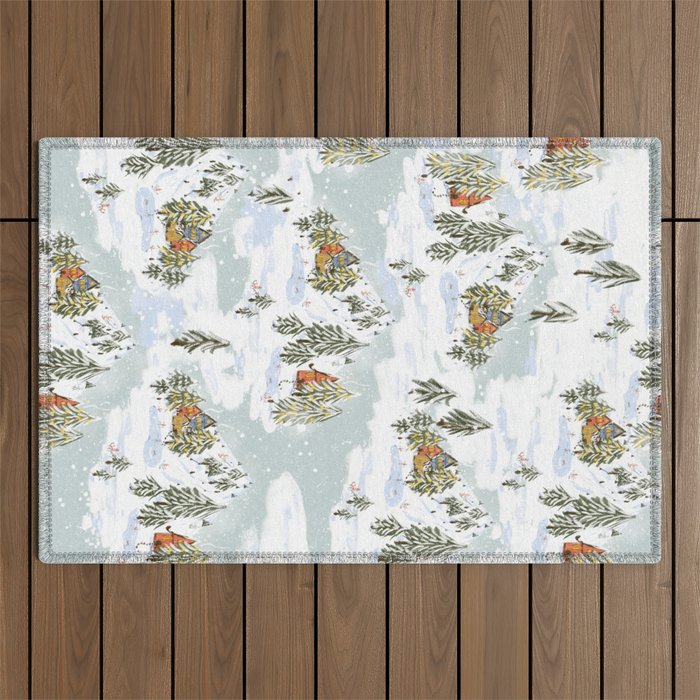 Winter wonderland illustration  Outdoor Rug Gallery Image 1