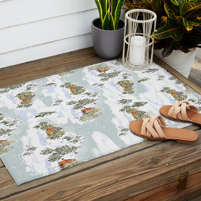 Winter wonderland illustration  Outdoor Rug Gallery Image 2