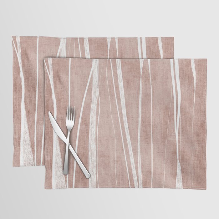 Terracotta White Lines Abstract Artwork Placemat Gallery Image 1