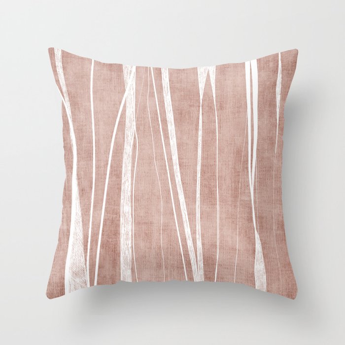Terracotta White Lines Abstract Artwork Throw Pillow Gallery Image 1