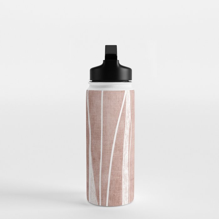 Terracotta White Lines Abstract Artwork Water Bottle Gallery Image 3