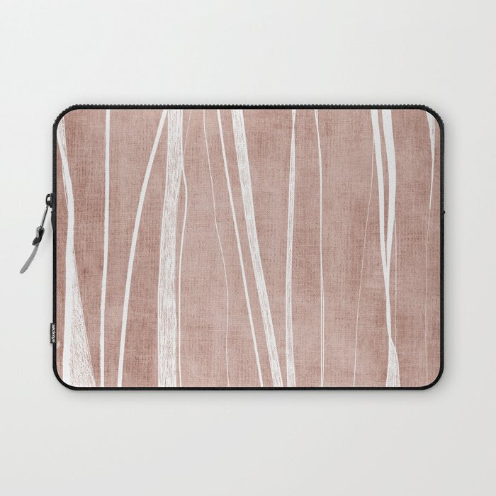 Terracotta White Lines Abstract Artwork Laptop Sleeve Gallery Image 1