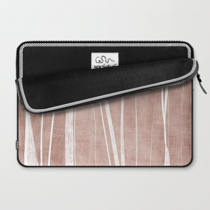 Terracotta White Lines Abstract Artwork Laptop Sleeve Gallery Image 2
