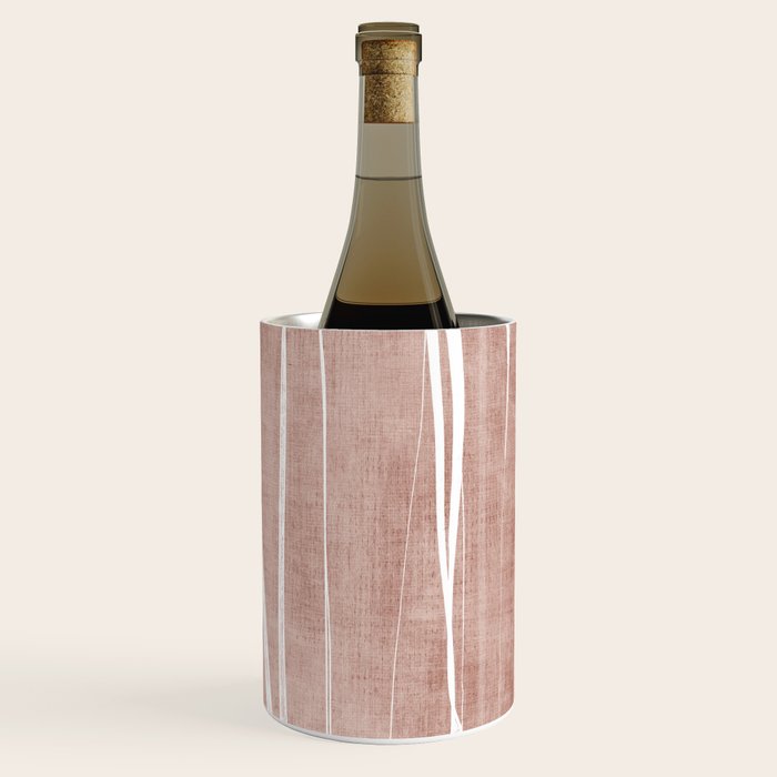 Terracotta White Lines Abstract Artwork Wine Chiller Gallery Image 3