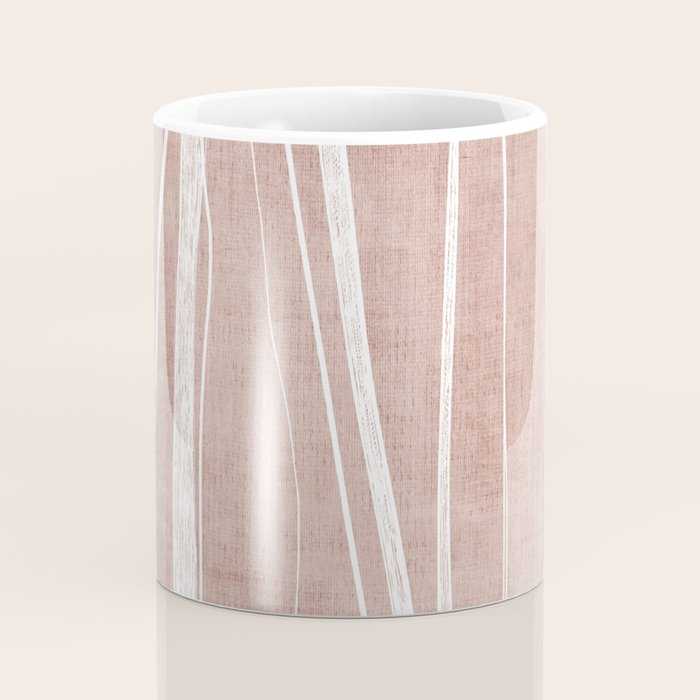 Terracotta White Lines Abstract Artwork Coffee Mug Gallery Image 4