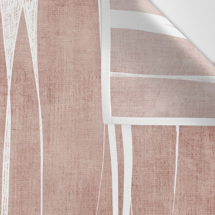 Terracotta White Lines Abstract Artwork Wall Tapestry Gallery Image 3
