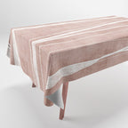 Terracotta White Lines Abstract Artwork Tablecloth Gallery Image 1