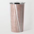 Terracotta White Lines Abstract Artwork Travel Mug Gallery Image 1