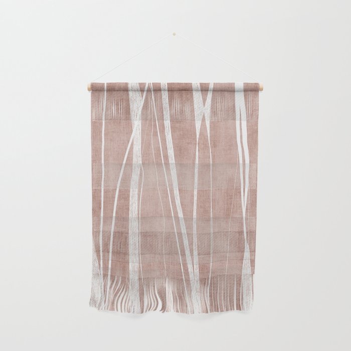 Terracotta White Lines Abstract Artwork Wall Hanging Gallery Image 1