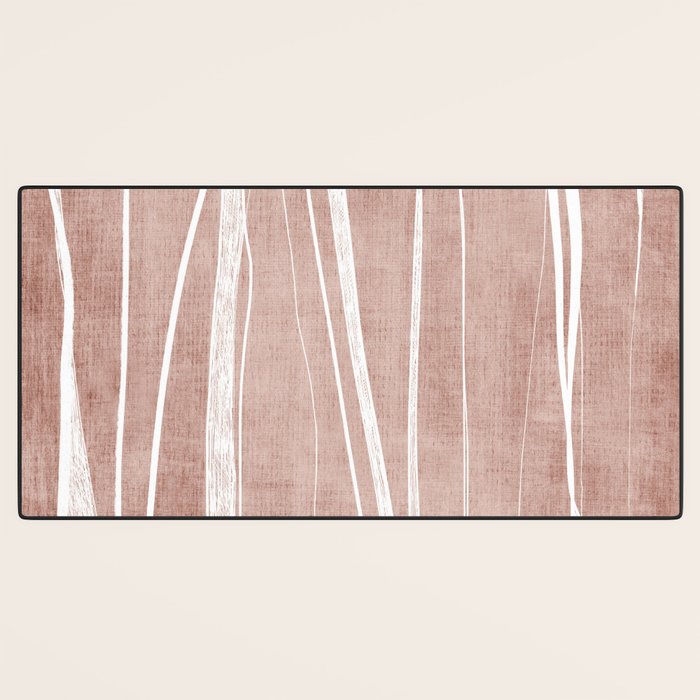 Terracotta White Lines Abstract Artwork Desk Mat Gallery Image 3